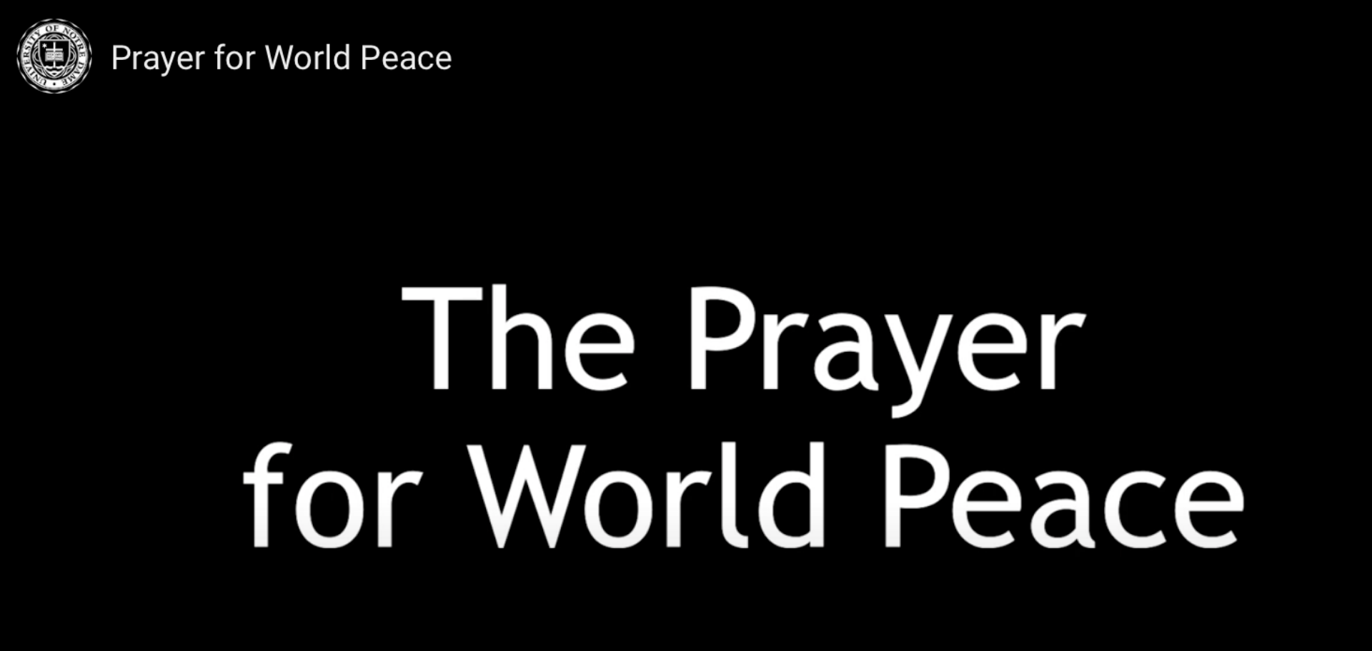 Prayer for World Peace Pulte Family